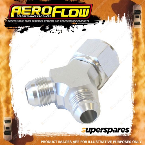 Aeroflow Y-Block Female Swivel 1 X -10 AN Inlet To 2 X -8 AN Outlets Silver