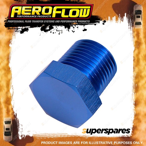 Aeroflow Brand NPT Hex Head Plug 1/8 Inch Blue Finish Hose Fitting