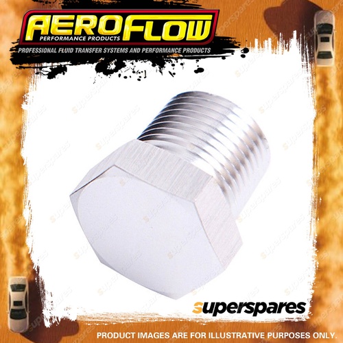 Aeroflow Brand NPT Hex Head Plug 1 Inch Silver Finish Hose Fitting