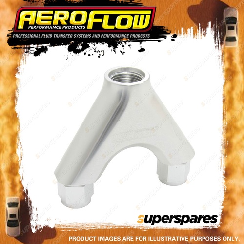 Aeroflow Y-Block Female Swivel 2 X -8 AN Inlet To 1 X -10 AN Outlets Silver