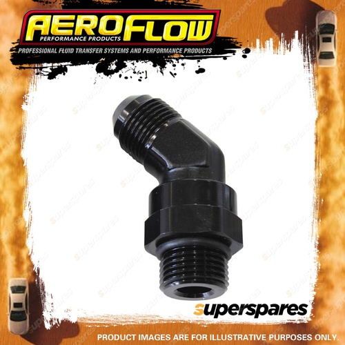 Aeroflow Orb Swivel To Male Flare Adapters Black 45 Degree ORB to AN -6 to -6