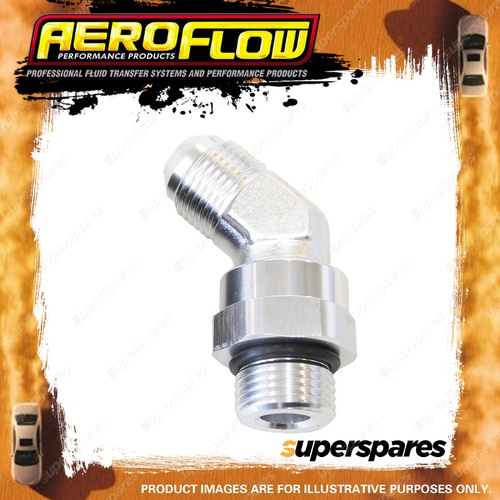 Aeroflow Orb Swivel To Male Flare Adapters Silver 45 Degree ORB to AN -6 to -6