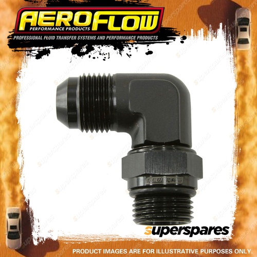 Aeroflow Orb Swivel To Male Flare Adapters Black 90 Degree ORB to AN -8 to -8