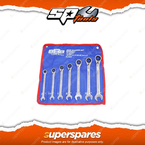 888 Series 7Pcs Geared ROE Spanner Set - 15 Degree Offset SAE Wrench Cr-V Steel