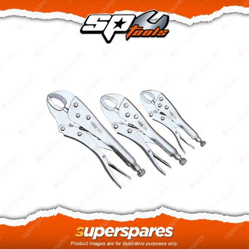 888 Series 3Pcs Locking Plier Set - Non-slip Curved Jaw 150mm 200mm 250mm