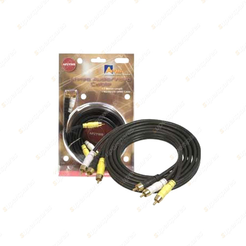 Aerpro 2M Audio/Video Lead 5 Ohm Coaxial Cable Yellow White & Black Colour Code