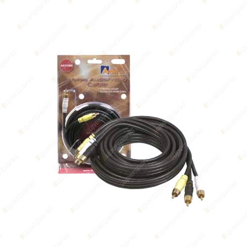 Aerpro 3M Audio/Video Lead - Yellow/White/Black RCA 3M to 3M Plugs 75 ohm Coax