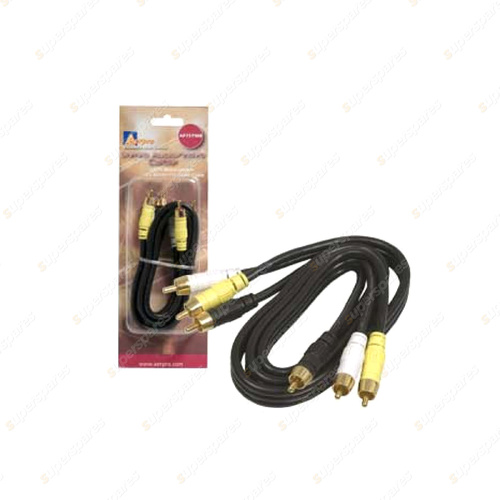 Aerpro 0.75M Audio/Video Lead Yellow/White/Black RCA 3M to 3M Plugs 75 ohm Coax