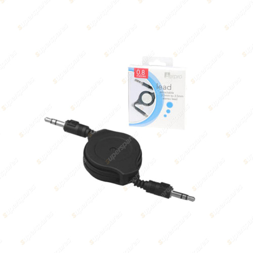 Aerpro 3.5mm to 3.5mm Retractable Stereo Lead - 0.8 Metres Flexible & Durable