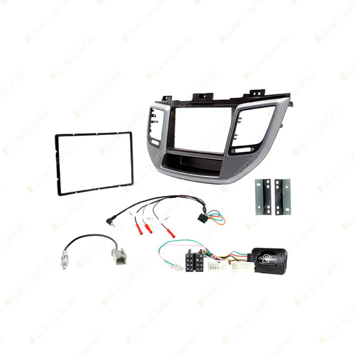 Aerpro Double DIN Silver / Black Install Kit Suit for Hyundai Tucson 2015-2018