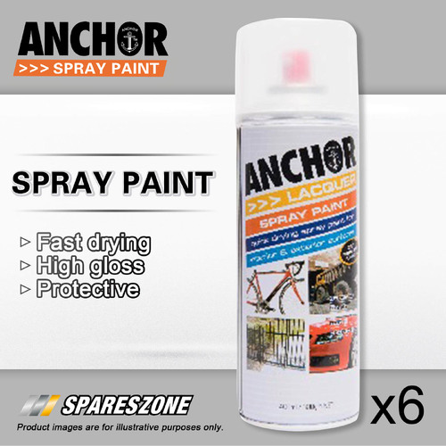 6 x Anchor Gloss Clear Lacquer Spray Paints 300 Gram Versatile Aerosol Coating