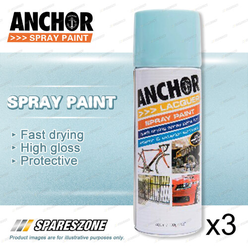 3 x Anchor Blue Lacquer Spray Paint 300 Gram Versatile Aerosol Coating