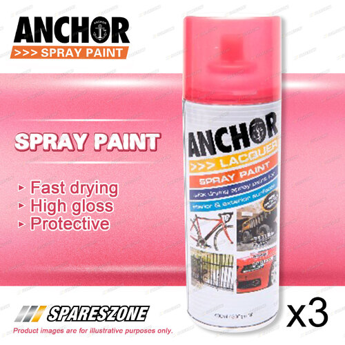 3 x Anchor Sparkling Red Lacquer Spray Paint 300 Gram Versatile Aerosol Coating