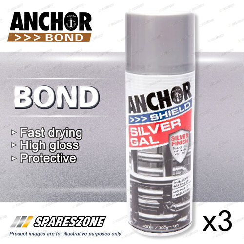 3 Anchor Shield Silver Gal Paint 300 Gram For Repair On Colorbond Powder Coated