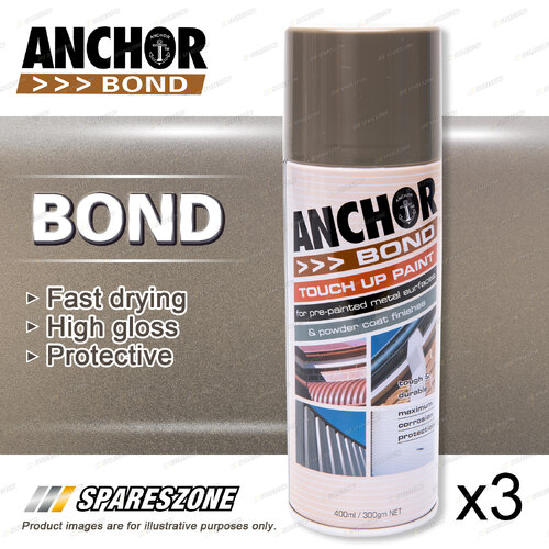 3 x Anchor Bond Gully / Driftwood Paint 300 Gram For Repair On Colorbond