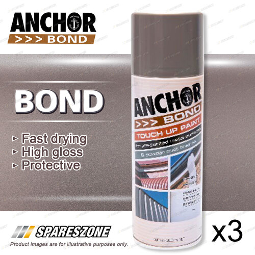 3 x Anchor Bond Wallaby / Cobblestone Paint 300 Gram Repair On Colorbond