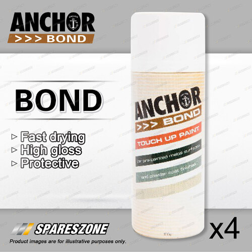 4 x Anchor Bond Gloss White Ace Gutters Paint 150 Gram For Repair On Colorbond