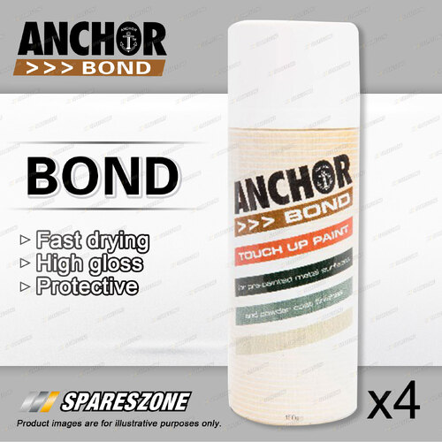 4 x Anchor Bond Woodland Grey Full Gloss Paint 150 Gram For Repair On Colorbond