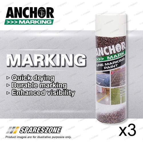 3 x Anchor Line Marking White Paint 500G For Marking Lines On Various Surfaces