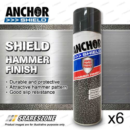 6 Packets of Anchor Shield Hammer Finish Blue Aerosol Paint 400 Gram Durable