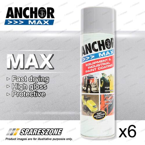 6 Packets of Anchor Max Silver Aerosol Paint 400 Gram Fast Drying