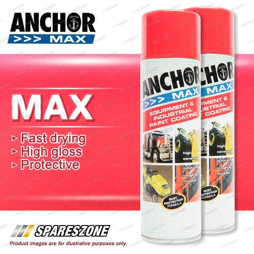 2 Packets of Anchor Max Crimson Red R15 Aerosol Paint 400 Gram Fast Drying