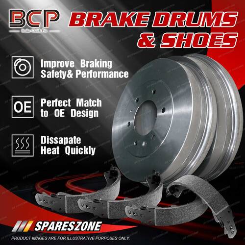 BCP Rear Brake Drums + Brake Shoes for Holden Barina XC Non-ABS 2001 - 2005
