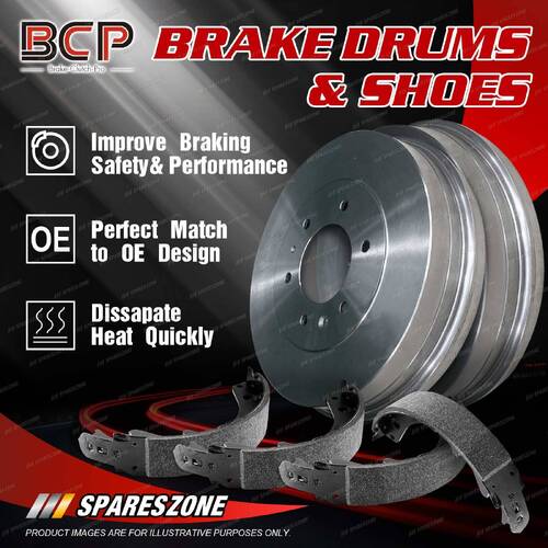BCP Rear Brake Drums + Brake Shoes for Nissan Pulsar N14 N15 1.6L 1991 - On