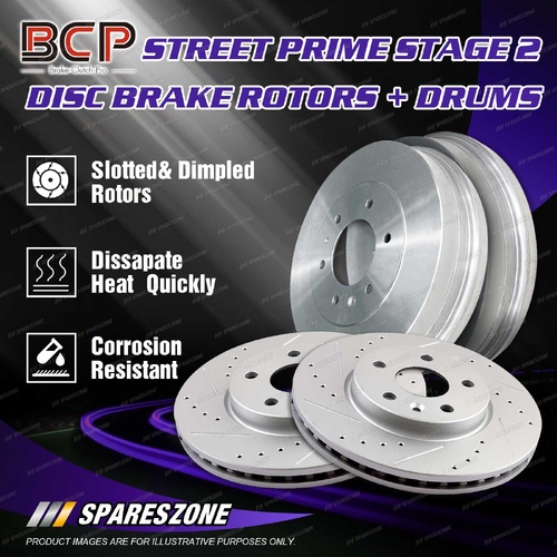 BCP Front + Rear Slotted Brake Rotors Drums for Chrysler Neon JA Five Stud 94-99