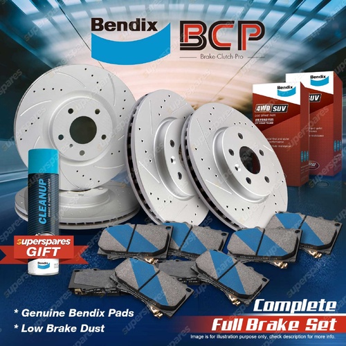 F + R BCP Slotted Brake Rotors Bendix Pads for Toyota Landcruiser HDJ100 UZJ100