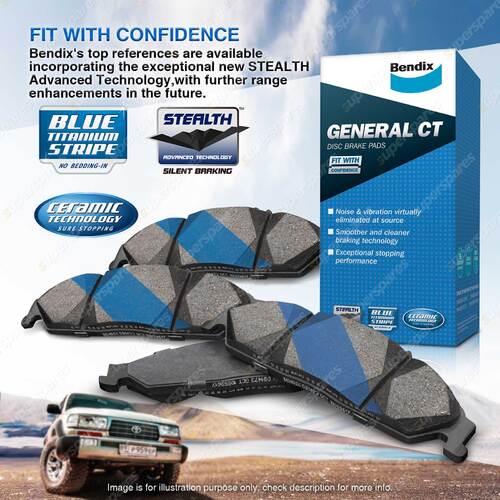 1 set 4 pcs Bendix General CT Disc Brake Pads for Front rotor (DB2243GCT)