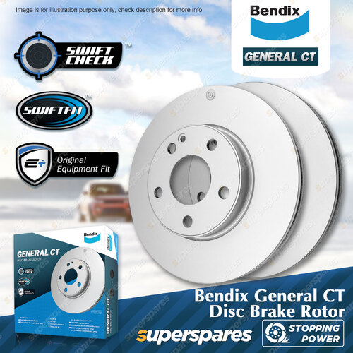 2x Bendix Rear General CT Disc Brake Rotors for Nissan X-Trail T32 Leaf ZE1