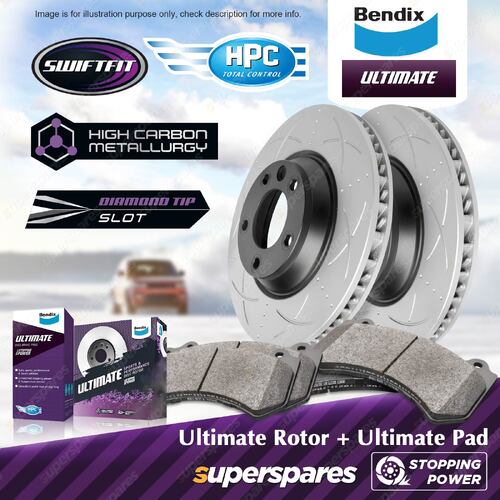 Bendix Front ULT Disc Brake Rotors + Pads for Porsche Cayenne 955 9PA 92A 350mm