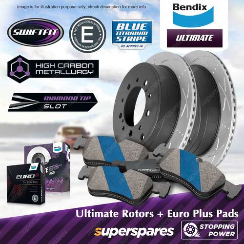 Bendix Rear ULT Rotors + Euro+ Brake Pads for BMW X6 E71 E72 F16 F86 35i 50i