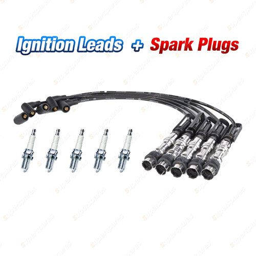 Bosch Ignition Leads + 5 x Denso Spark Plugs for Volkswagen Bora TYPE 4 1J 2.3L