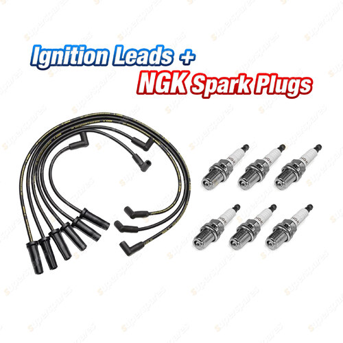 6 NGK Spark Plugs + Bosch Ignition Leads Kit for Chrysler Valiant AP CL CM RV SV