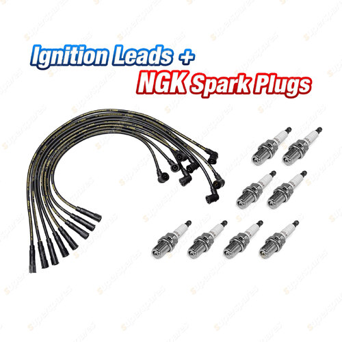 8 x NGK Spark Plugs + Bosch Ignition Leads Kit for Chevrolet V8 W Series 54 - 62