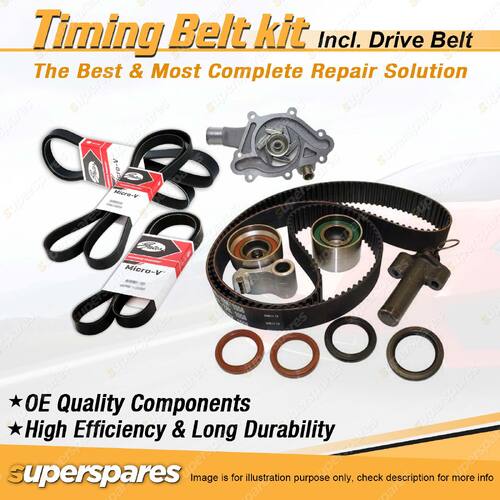 Timing Belt Kit & Gates Drive Belt for Toyota Landcruiser PRADO VZJ95 3.4L 5VZFE