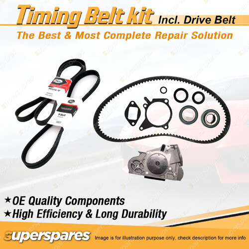 Timing Belt Kit & Gates Drive Belt for Ford Laser KF KH 1.8L BP 1990-1994