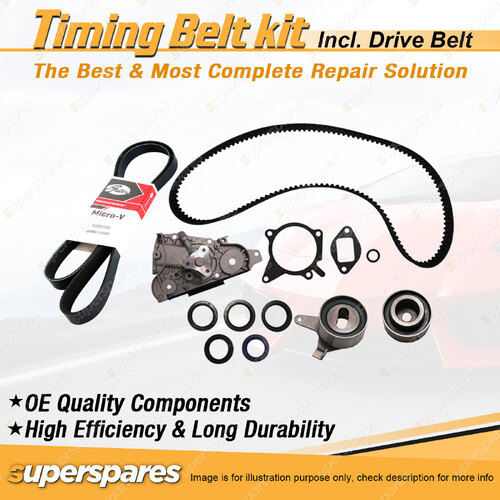 Timing Belt Kit & Gates Drive Belt for Ford Laser KJ KJII KL KJIII KM 1.6L 1.8L