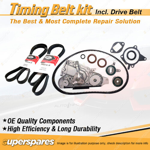 Timing Belt Kit & Gates Drive Belt for Ford Laser KN KQ 1.6L ZM 1999-2002