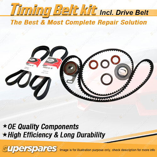 Timing Belt Kit & Gates Drive Belt for Honda Prelude BB 2.2L F22Z6 1997-2002