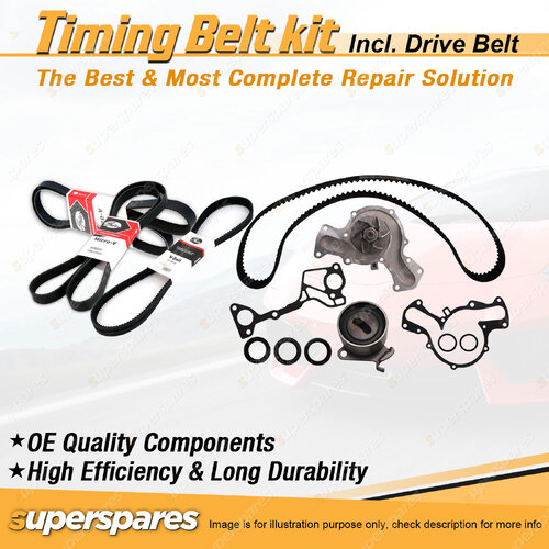 Timing Belt Kit & Gates Drive Belt for Mitsubishi Pajero NK 3.0L 6G72 1996-1997