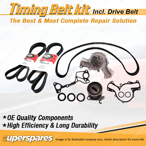 Timing Belt Kit & Gates Drive Belt for Mitsubishi Magna TR TS Verada KR KS 3.0L