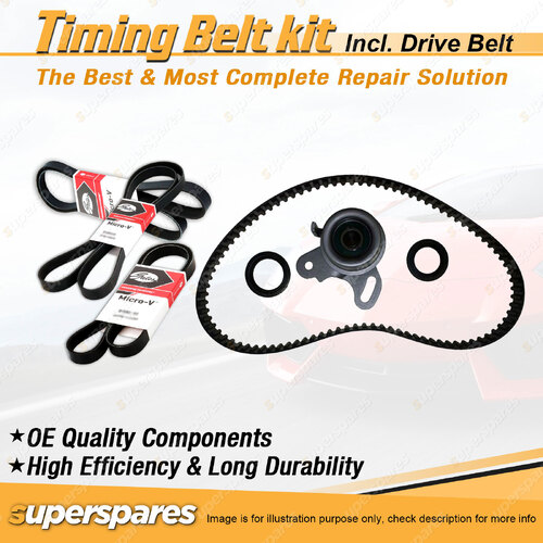 Timing Belt Kit & Gates Drive Belt for Mitsubishi Lancer CC 1.5L 4G15 1992-1996