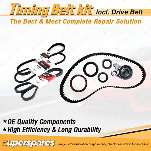 Timing Belt Kit & Gates Drive Belt for Mitsubishi Colt RE 1.6L 4G32B 1988-1990