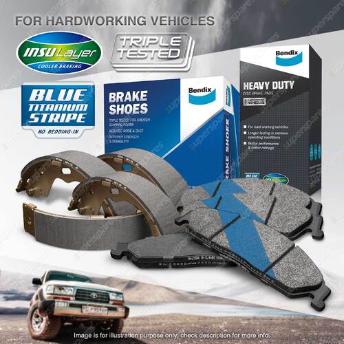 Bendix Front Heavy Duty Brake Pads + Rear Shoes Set for Honda Accord CA 2.0 EX