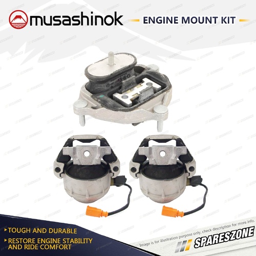 Front + Rear Engine Mount Kit for Audi A6 C7 1.8 2.0L 4Cyl Turbo 10/11-On