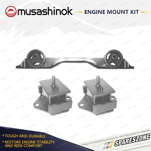 Front + Rear Engine Mount Kit for Mitsubishi Starwagon WA 2.0 2.4 3.0L 4G63 4G64