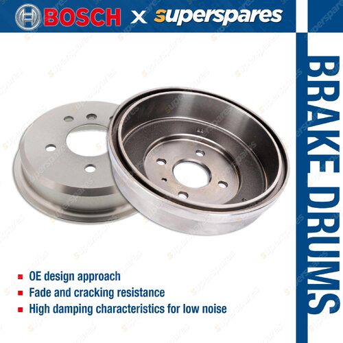 2Pcs Bosch Rear Brake Drums for Holden Combo XC XCF25 1.6 I4 8V Van 2002-2004